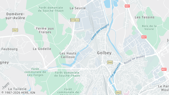Carte de la zone d'intervention à Golbey