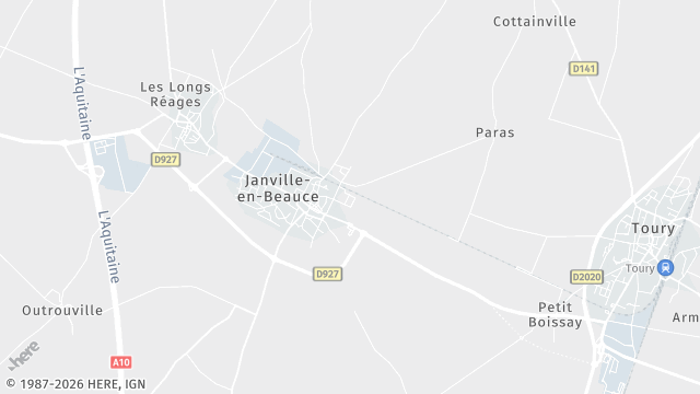 Carte de la zone d'intervention à Janville-en-Beauce