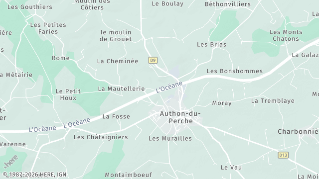 Carte de la zone d'intervention à Authon-du-Perche