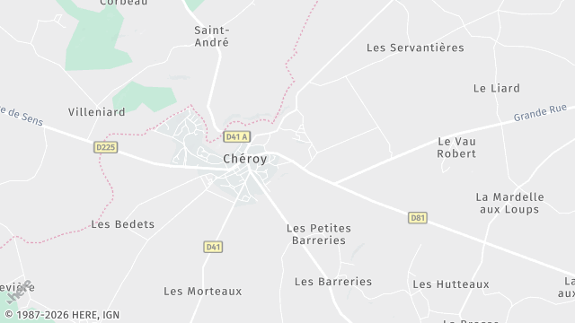 Carte de la zone d'intervention à Chéroy