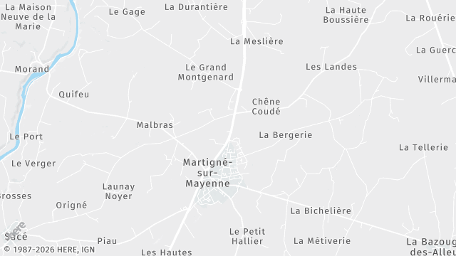 Carte de la zone d'intervention à Martigné-sur-Mayenne