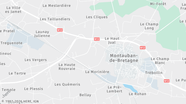 Carte de la zone d'intervention à Montauban-de-Bretagne
