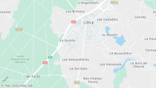 Carte de la zone d'intervention à Liffré