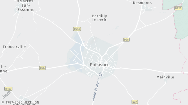 Carte de la zone d'intervention à Puiseaux