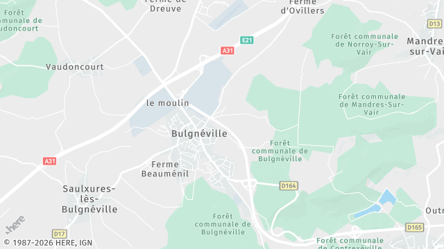 Carte de la zone d'intervention à Bulgnéville