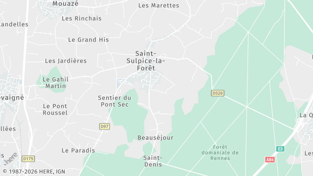 Carte de la zone d'intervention à Saint-Sulpice-la-Forêt