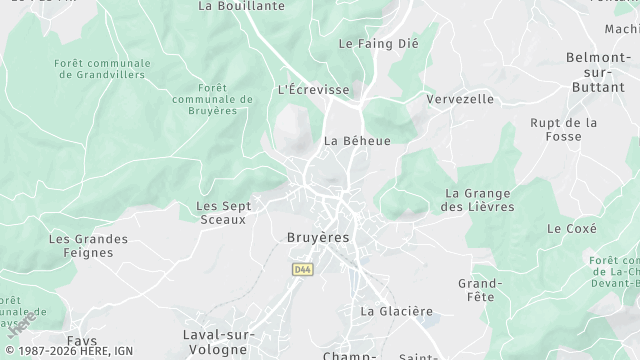 Carte de la zone d'intervention à Bruyères