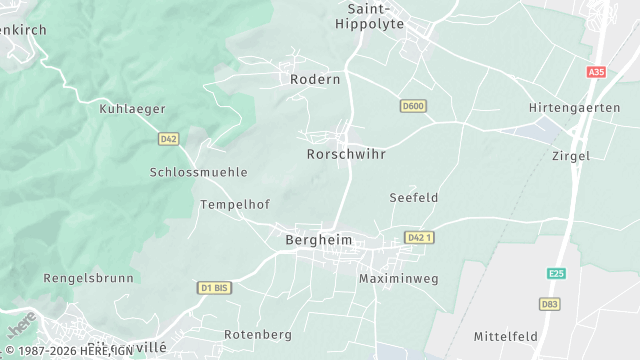Carte de la zone d'intervention à Bergheim