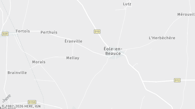 Carte de la zone d'intervention à Éole-en-Beauce