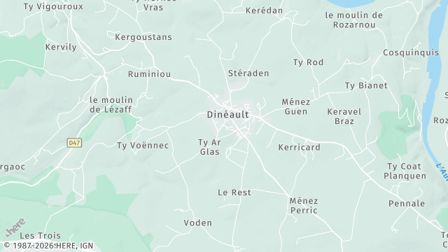 Carte de la zone d'intervention à Dinéault