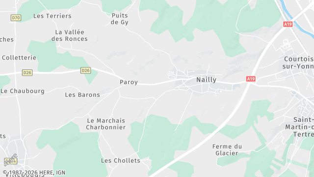 Carte de la zone d'intervention à Nailly