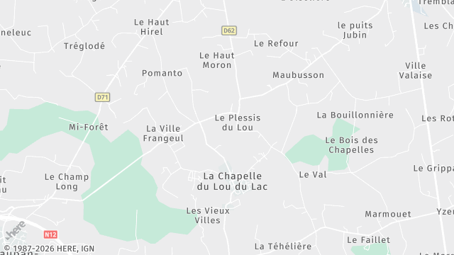 Carte de la zone d'intervention à La Chapelle du Lou du Lac