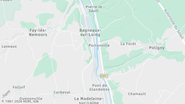 Carte de la zone d'intervention à Bagneaux-sur-Loing