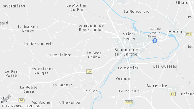 Carte de la zone d'intervention à Beaumont-sur-Sarthe