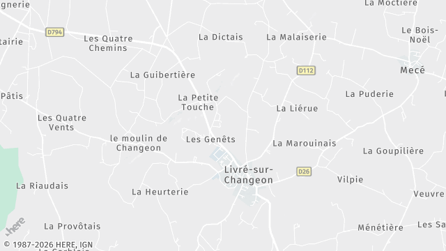 Carte de la zone d'intervention à Livré-sur-Changeon