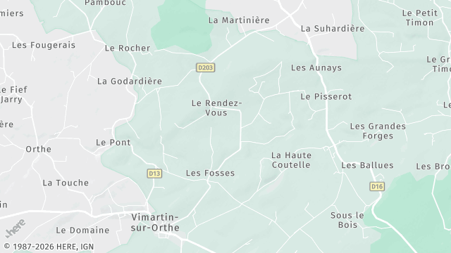 Carte de la zone d'intervention à Vimartin-sur-Orthe