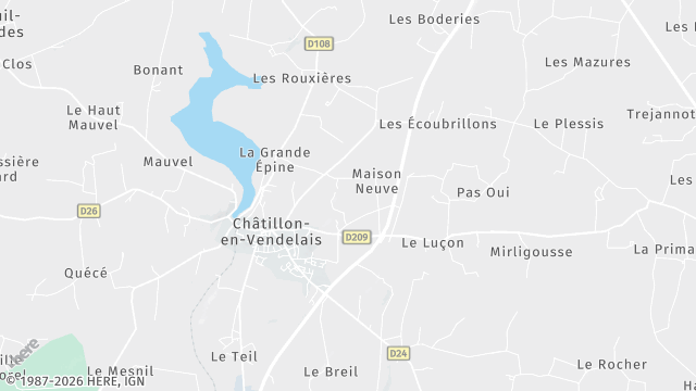 Carte de la zone d'intervention à Châtillon-en-Vendelais