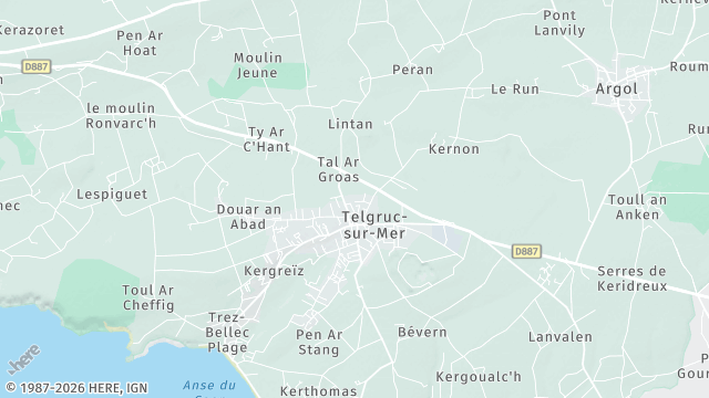 Carte de la zone d'intervention à Telgruc-sur-Mer