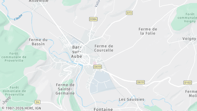 Carte de la zone d'intervention à Bar-sur-Aube