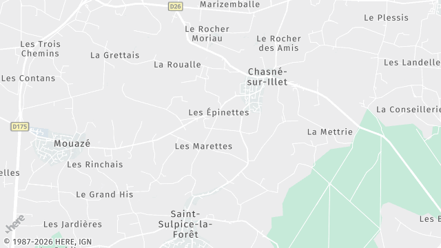 Carte de la zone d'intervention à Chasné-sur-Illet