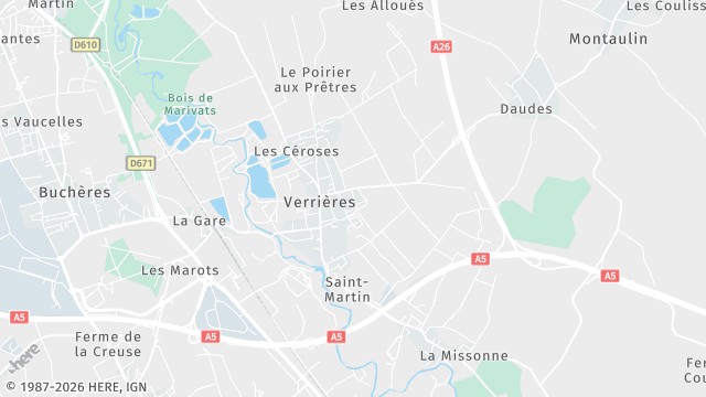 Carte de la zone d'intervention à Verrières