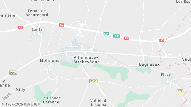 Carte de la zone d'intervention à Villeneuve-l'Archevêque