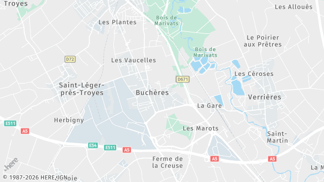 Carte de la zone d'intervention à Buchères