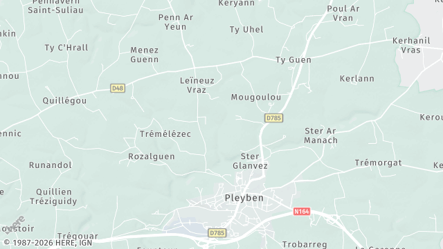 Carte de la zone d'intervention à Pleyben