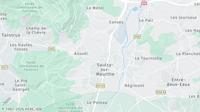 Carte de la zone d'intervention à Saulcy-sur-Meurthe