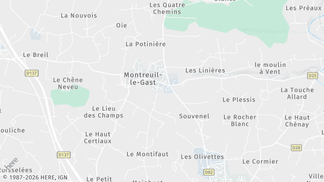 Carte de la zone d'intervention à Montreuil-le-Gast