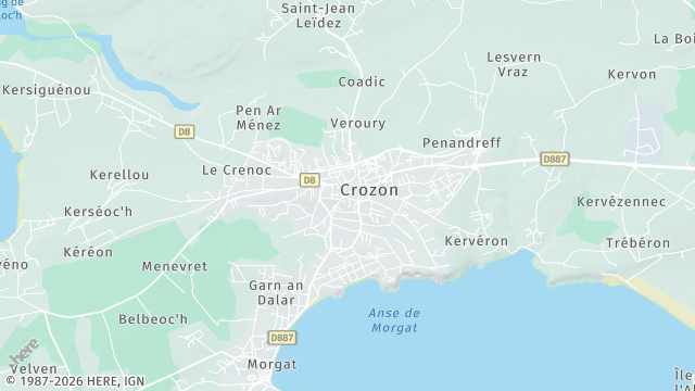 Carte de la zone d'intervention à Crozon