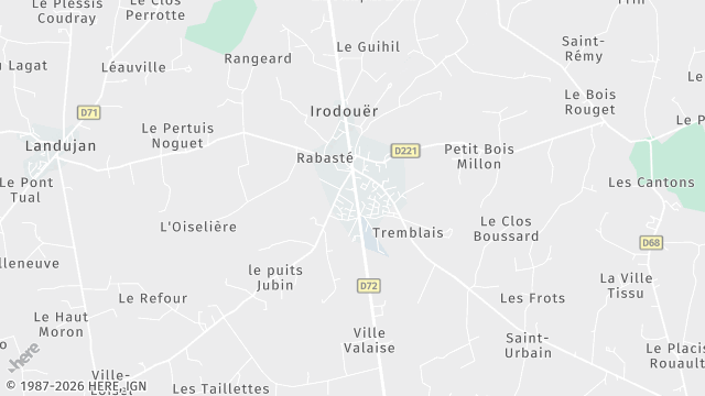 Carte de la zone d'intervention à Irodouër