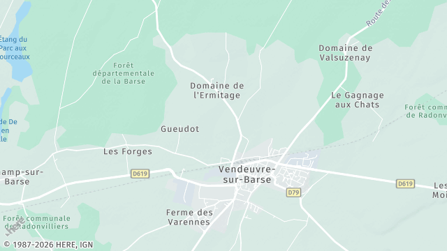 Carte de la zone d'intervention à Vendeuvre-sur-Barse