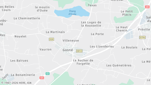 Carte de la zone d'intervention à Gosné
