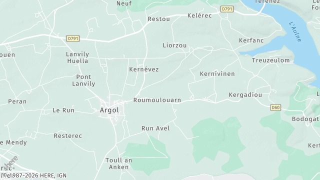 Carte de la zone d'intervention à Argol