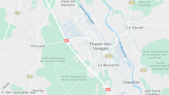 Carte de la zone d'intervention à Thaon-les-Vosges
