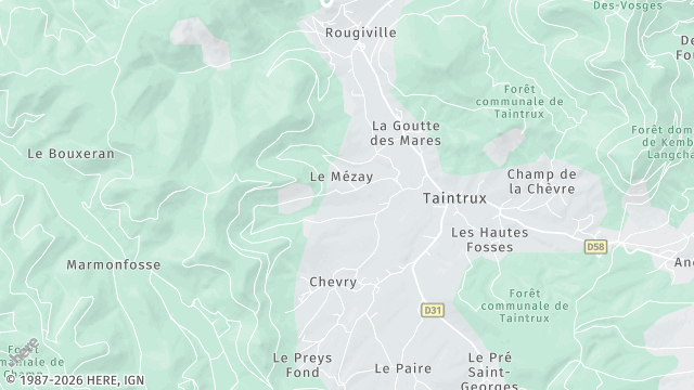 Carte de la zone d'intervention à Taintrux