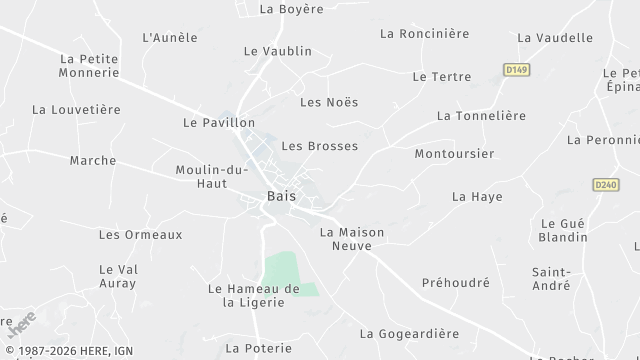 Carte de la zone d'intervention à Bais