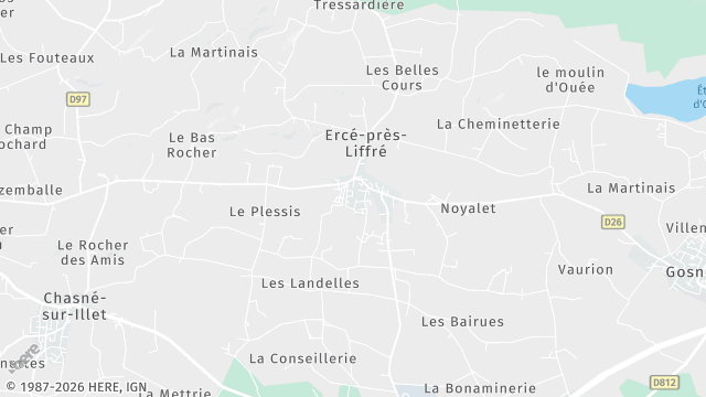 Carte de la zone d'intervention à Ercé-près-Liffré