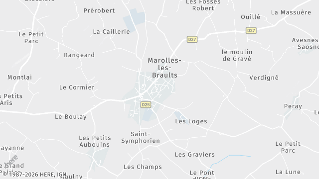 Carte de la zone d'intervention à Marolles-les-Braults