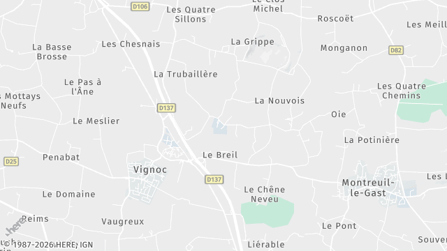 Carte de la zone d'intervention à Vignoc