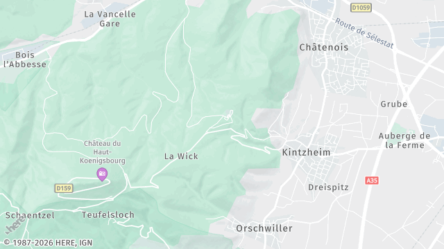 Carte de la zone d'intervention à Kintzheim