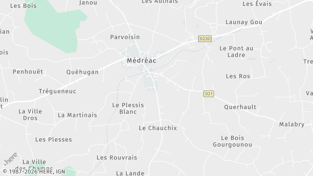 Carte de la zone d'intervention à Médréac