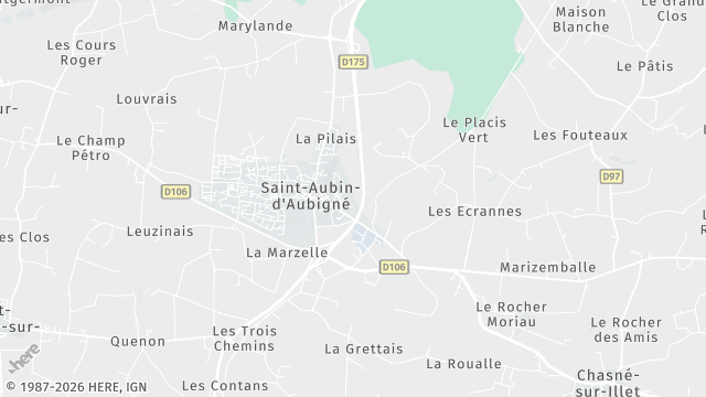 Carte de la zone d'intervention à Saint-Aubin-d'Aubigné