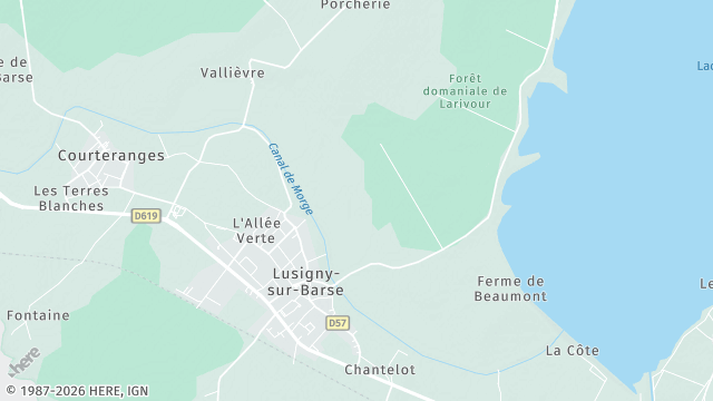 Carte de la zone d'intervention à Lusigny-sur-Barse