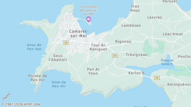 Carte de la zone d'intervention à Camaret-sur-Mer