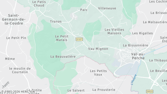 Carte de la zone d'intervention à Val-au-Perche