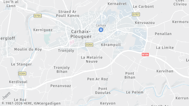 Carte de la zone d'intervention à Carhaix-Plouguer