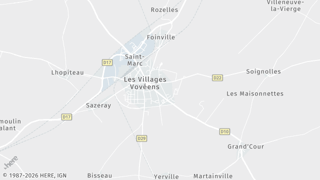 Carte de la zone d'intervention à Les Villages Vovéens