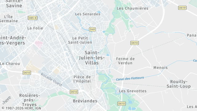 Carte de la zone d'intervention à Saint-Julien-les-Villas